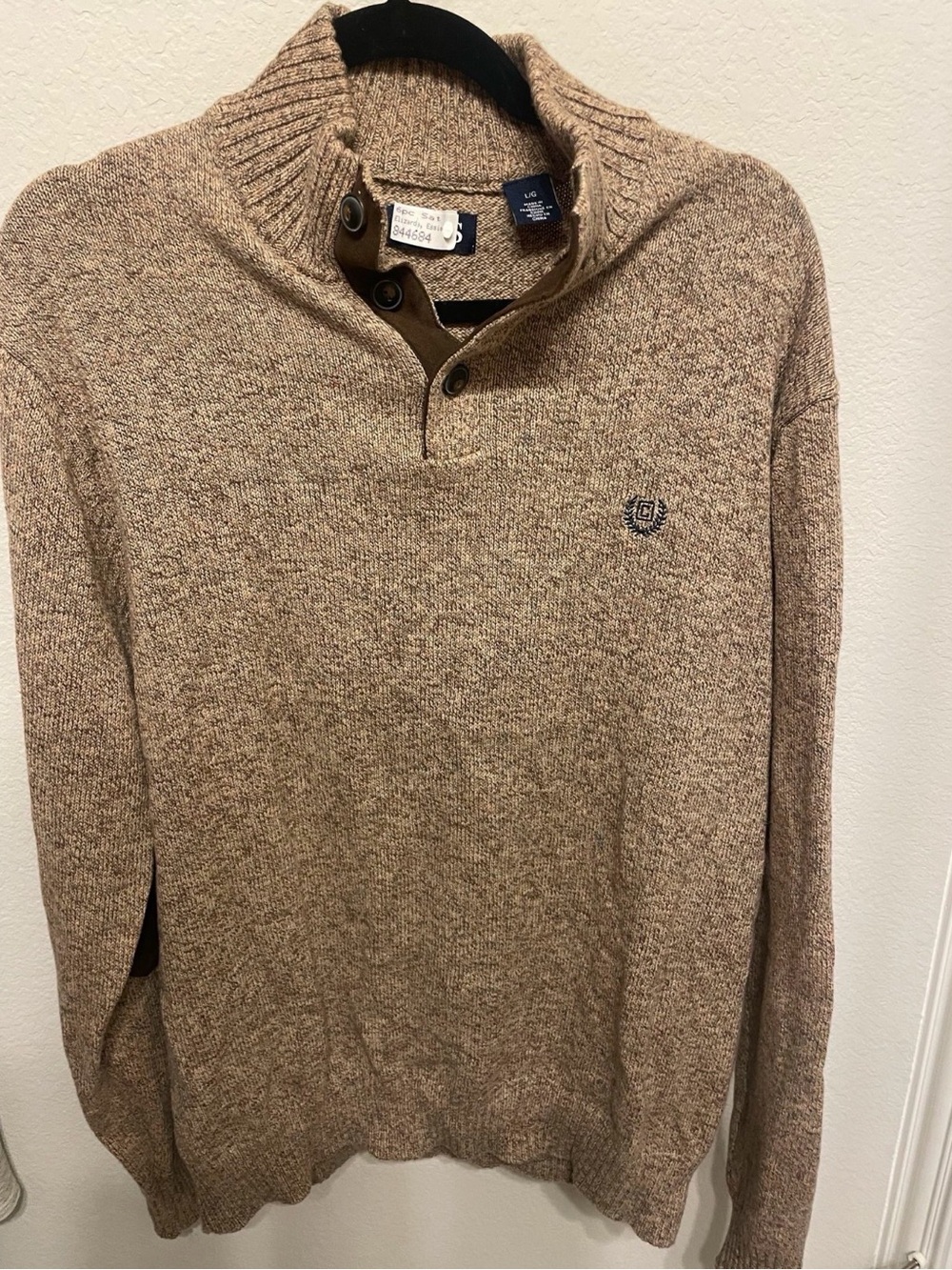 Champs Men's Tan Heather Zip-Button Knit Sweater